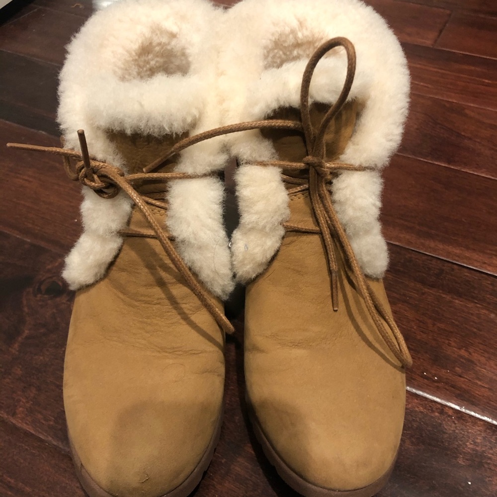 Ugg Wedge Booties 7.5 Camel Color - image 2